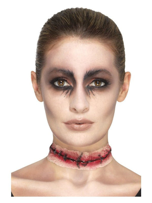 Smiffys Make - Up FX, Latex Stitched Neck, Red - Adult Weekender