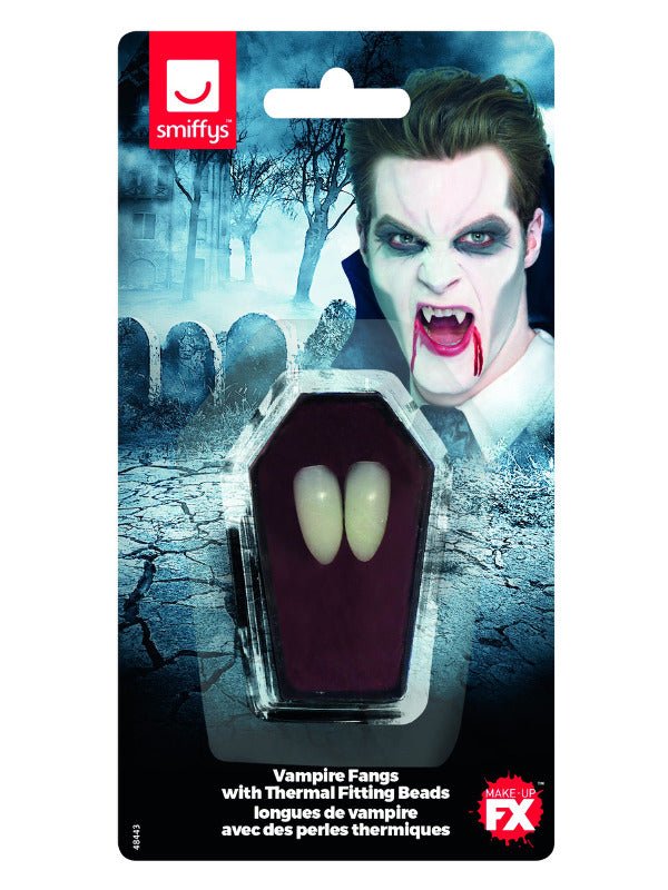 Smiffys Make - Up FX, Vampire Fangs, White - Adult Weekender