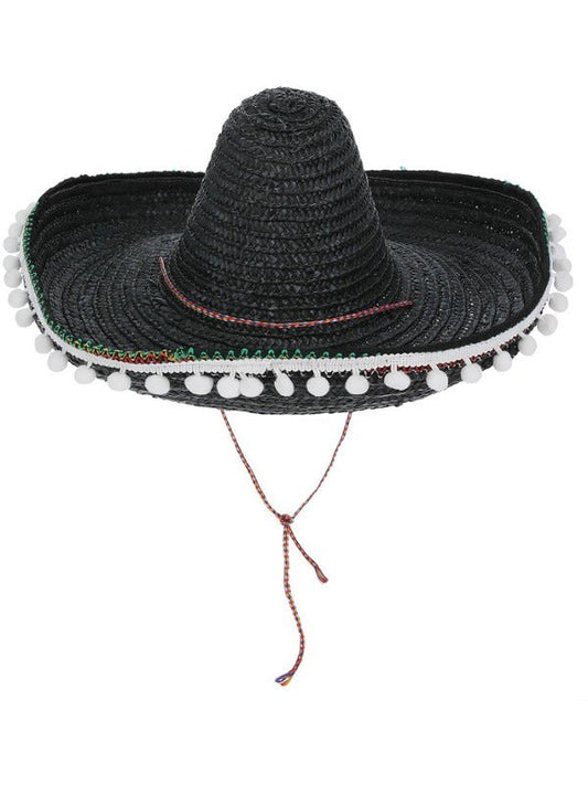 Sombrero Straw Hat, Black - Adult Weekender