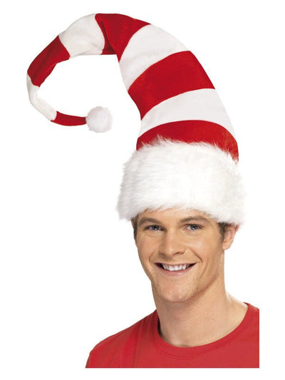 Striped Santa Hat, Red & White - Adult Weekender