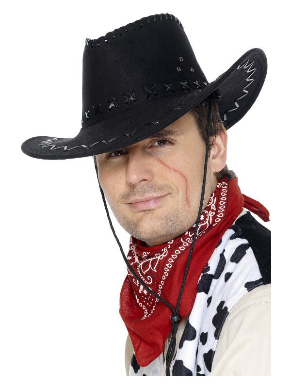Suede Look Cowboy Hat, Black - Adult Weekender
