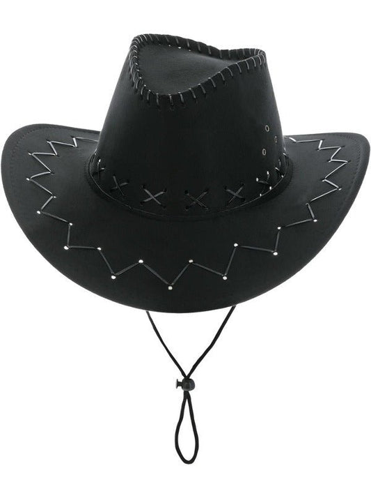 Suede Look Cowboy Hat, Black - Adult Weekender