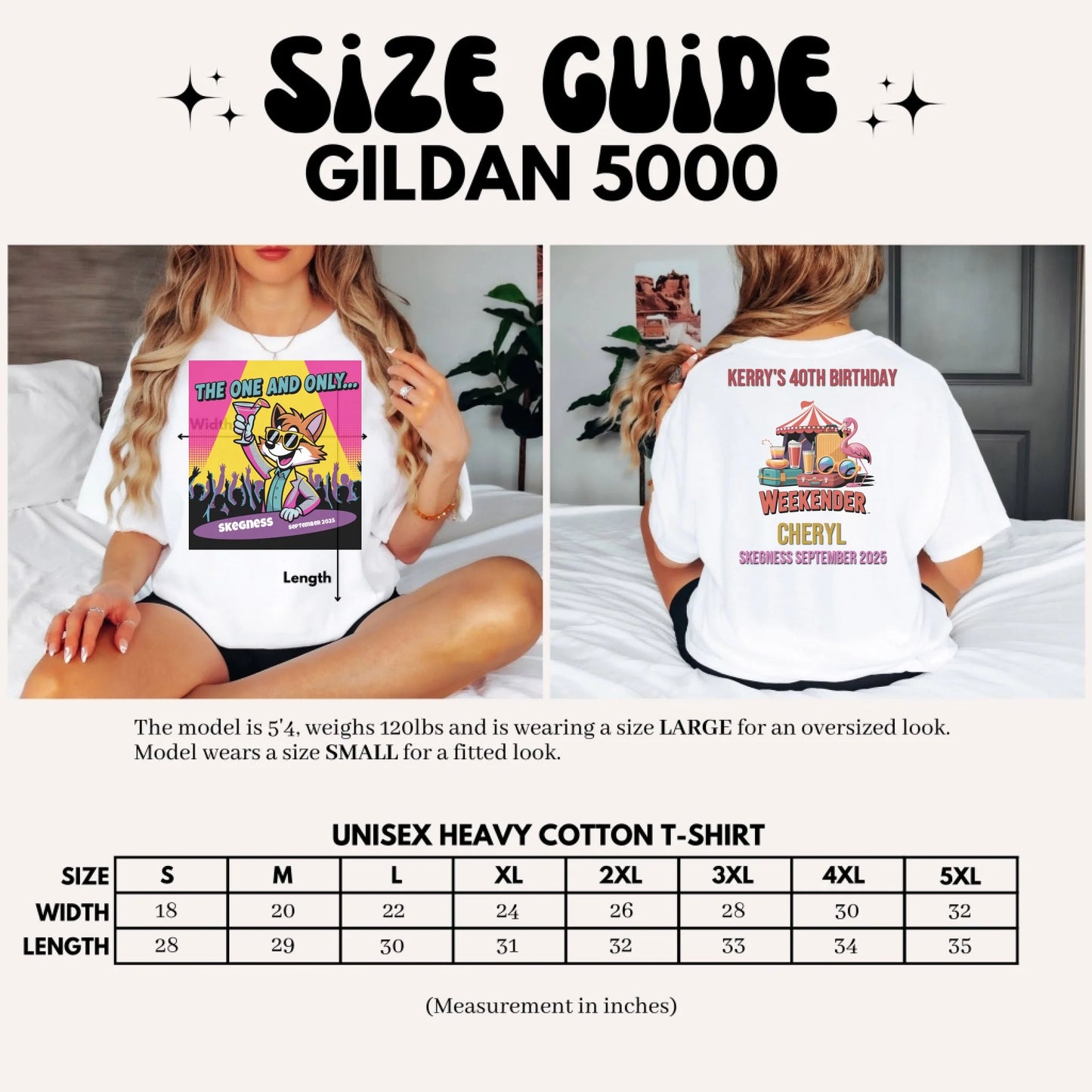 The One and Only - Adult Weekender Front and Back Personalised Unisex Heavy T-Shirt - 90s - Adult Weekender