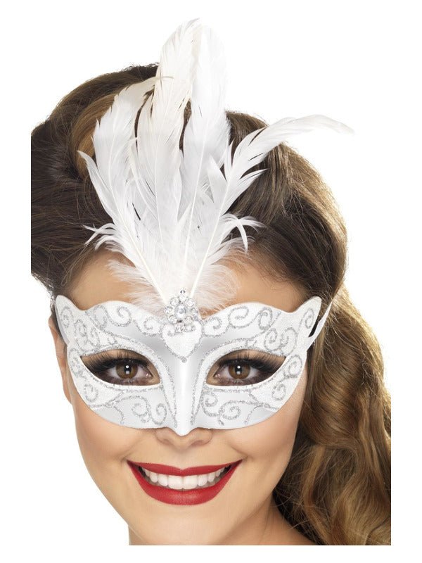 Venetian Glitter Eyemask, Silver - Adult Weekender