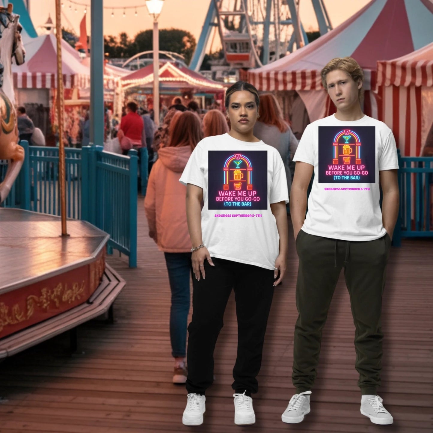 Wake me up before you go go - Adult Weekender Front and Back Personalised Unisex Heavy T-Shirt 80s - Adult Weekender