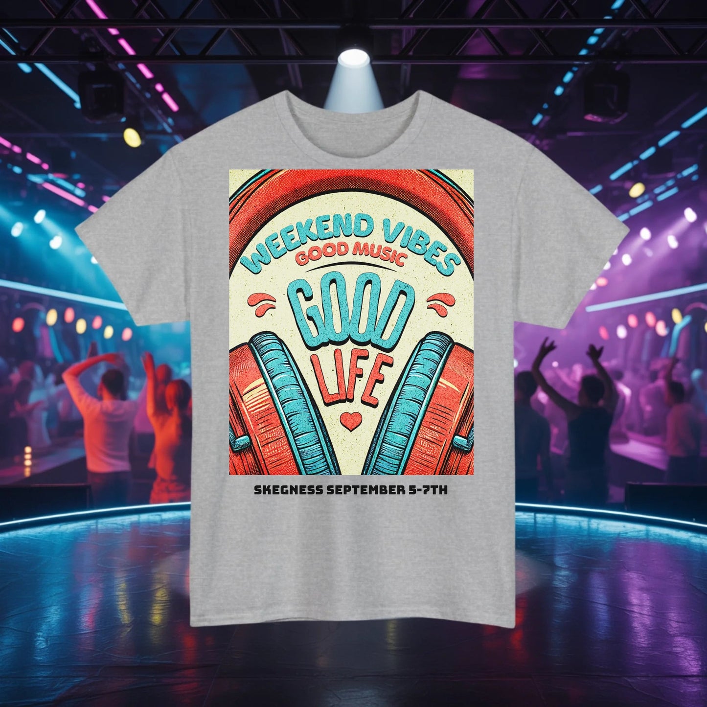 Weekend Vibes - Adult Weekender Front and Back Personalised Unisex Heavy T-Shirt 70s - Adult Weekender