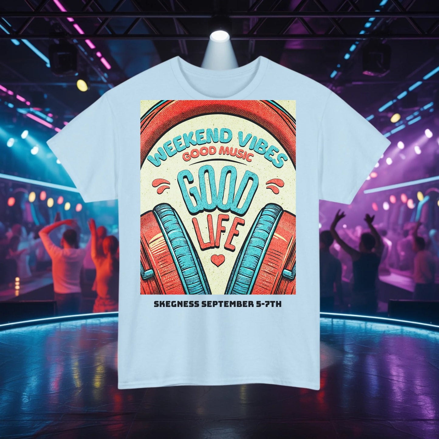 Weekend Vibes - Adult Weekender Front and Back Personalised Unisex Heavy T-Shirt 70s - Adult Weekender