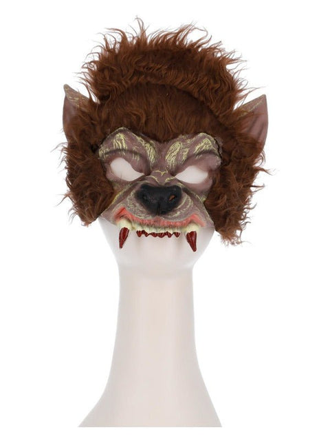Werewolf Half Face Latex Mask, Brown - Adult Weekender