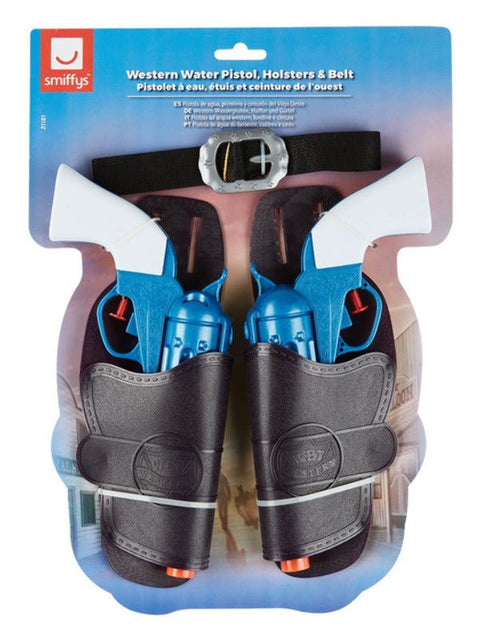 Western Water Pistol, Holsters & Belt, Blue - Adult Weekender