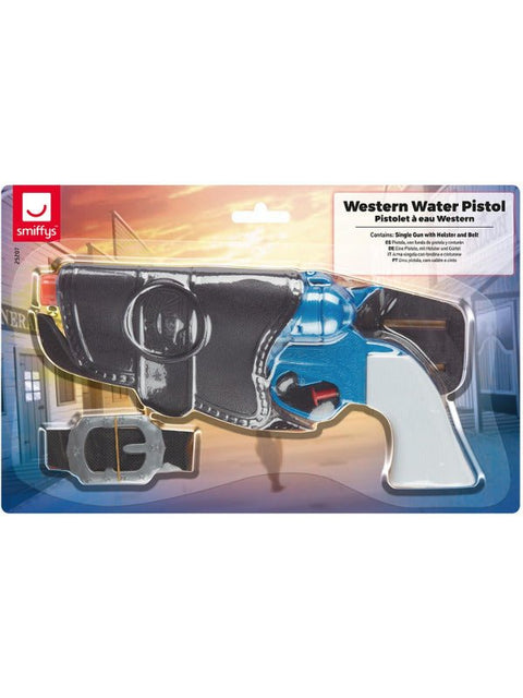 Western Water Pistol, Single Blue Gun, 25x13cm - Adult Weekender