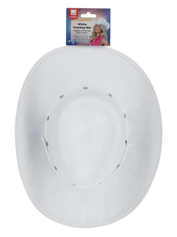 White Cowboy Hat, Felt, with Cord - Adult Weekender