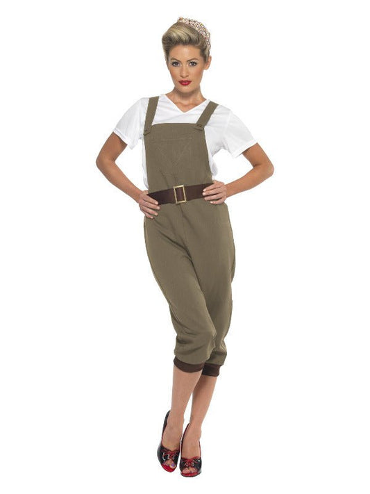WW2 Land Girl Costume, Khaki - Adult Weekender