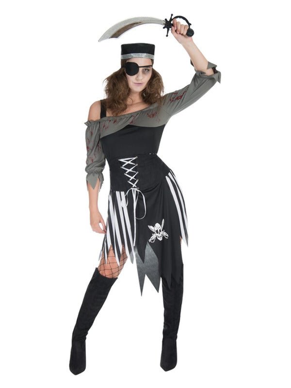 Zombie Pirate Costume, Black & White - Adult Weekender