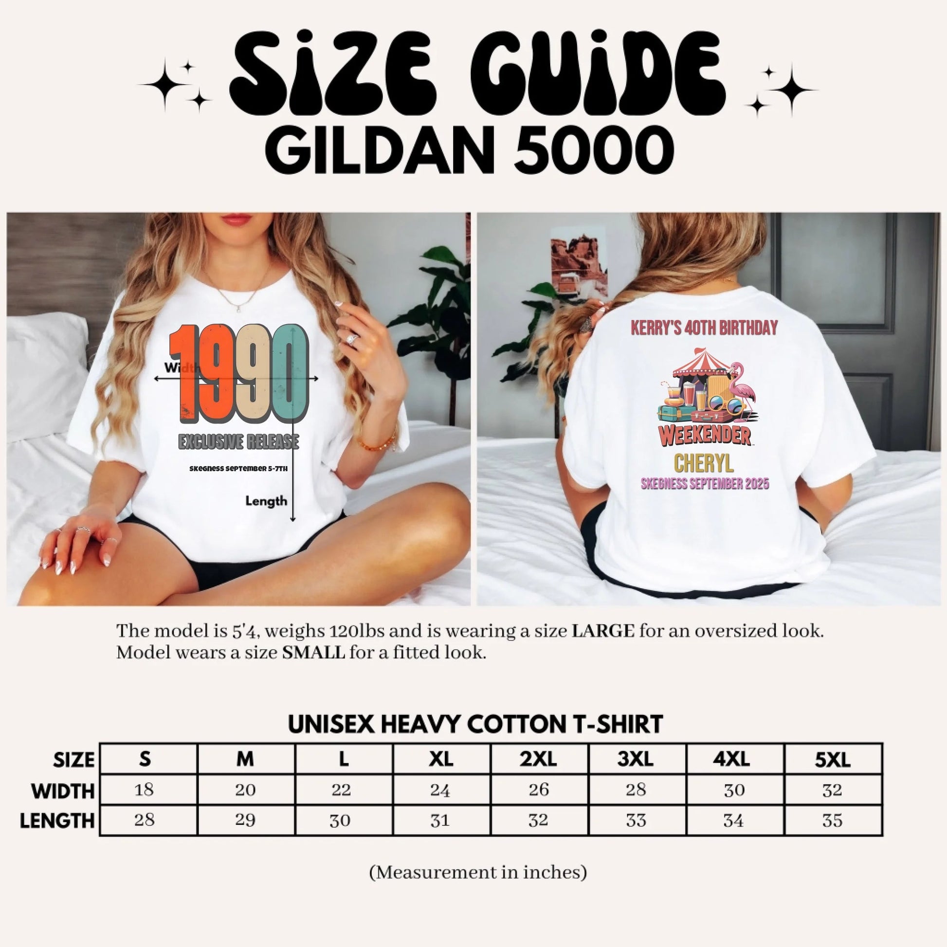 1990 Exclusive Release - Adult Weekender Front and Back Personalised Unisex Heavy T-Shirt - 90s - Adult Weekender