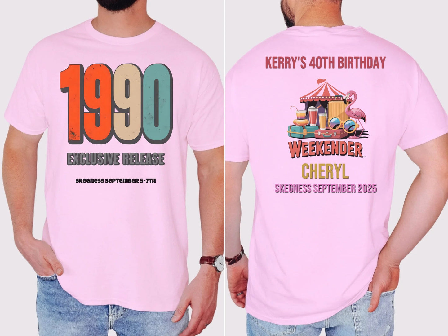 1990 Exclusive Release - Adult Weekender Front and Back Personalised Unisex Heavy T-Shirt - 90s - Adult Weekender