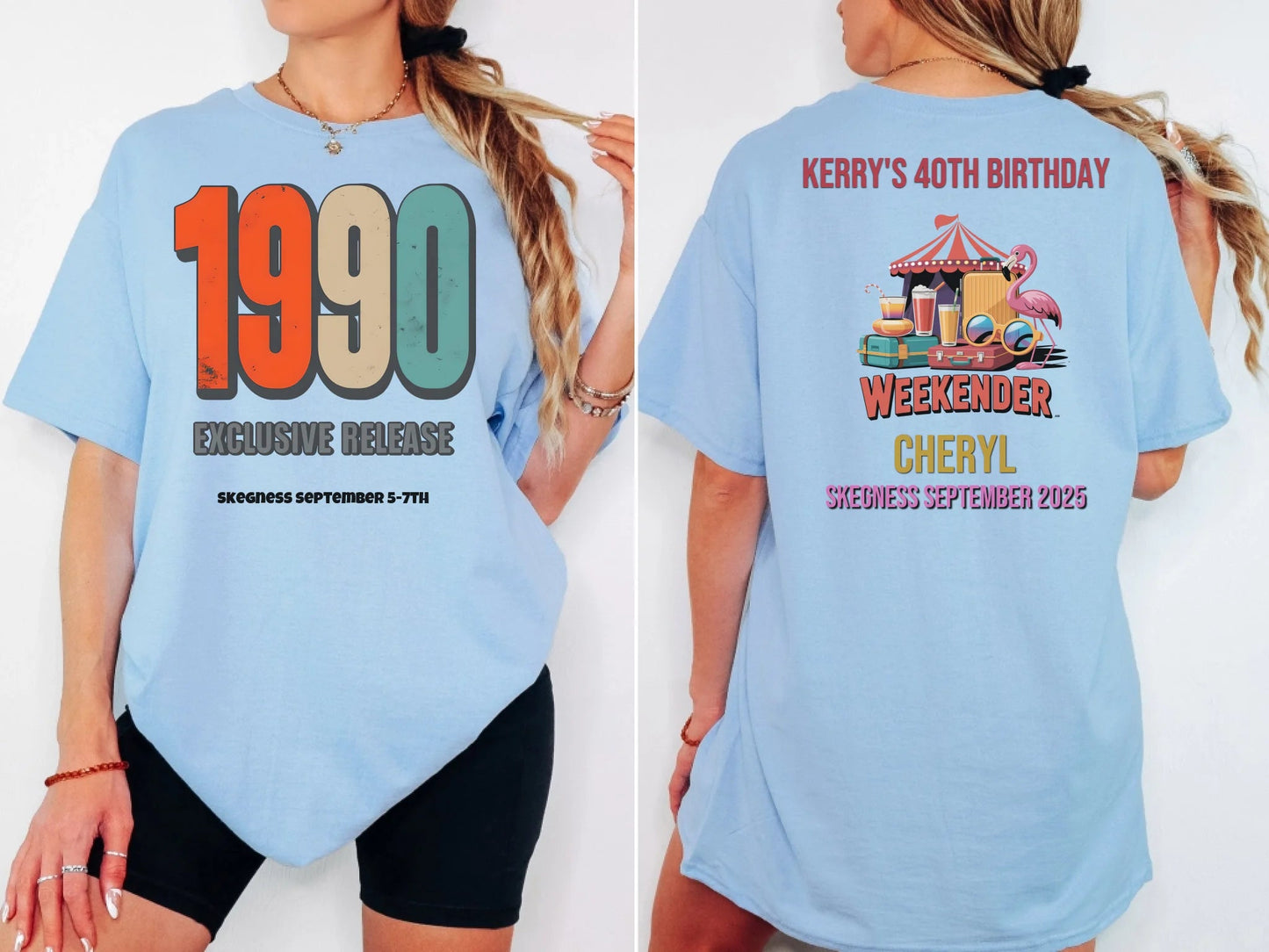 1990 Exclusive Release - Adult Weekender Front and Back Personalised Unisex Heavy T-Shirt - 90s - Adult Weekender
