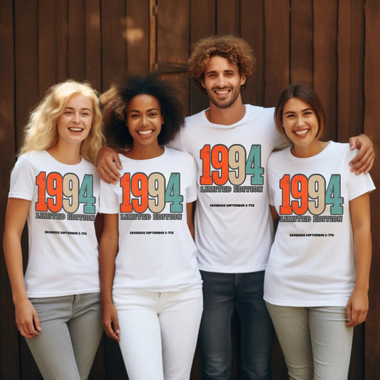 1994 Limited Edition - Adult Weekender Front and Back Personalised Unisex Heavy T-Shirt - 90s - Adult Weekender