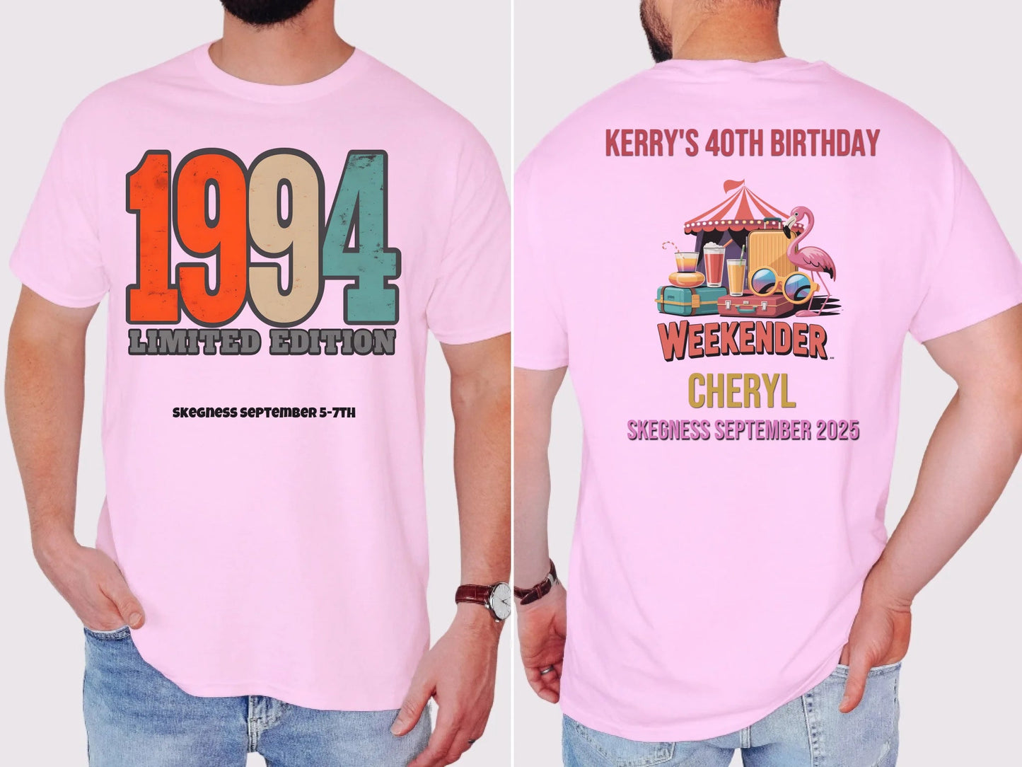 1994 Limited Edition - Adult Weekender Front and Back Personalised Unisex Heavy T-Shirt - 90s - Adult Weekender