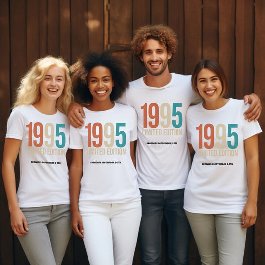 1995 Limited Edition - Adult Weekender Front and Back Personalised Unisex Heavy T-Shirt - 90s - Adult Weekender