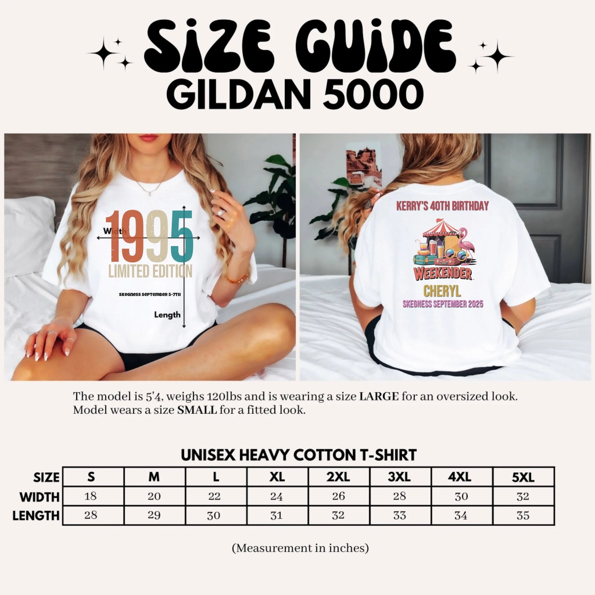 1995 Limited Edition - Adult Weekender Front and Back Personalised Unisex Heavy T-Shirt - 90s - Adult Weekender
