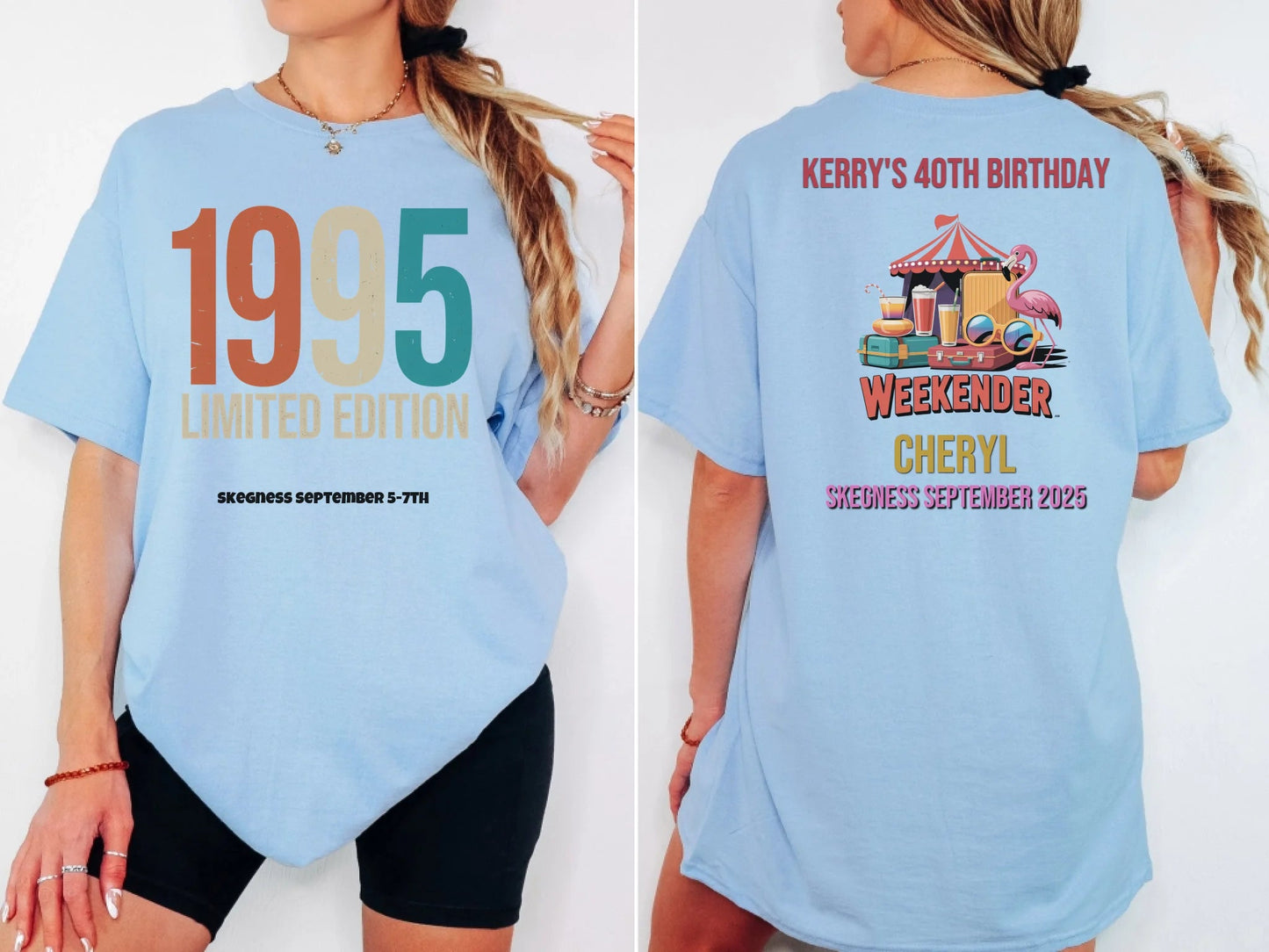 1995 Limited Edition - Adult Weekender Front and Back Personalised Unisex Heavy T-Shirt - 90s - Adult Weekender
