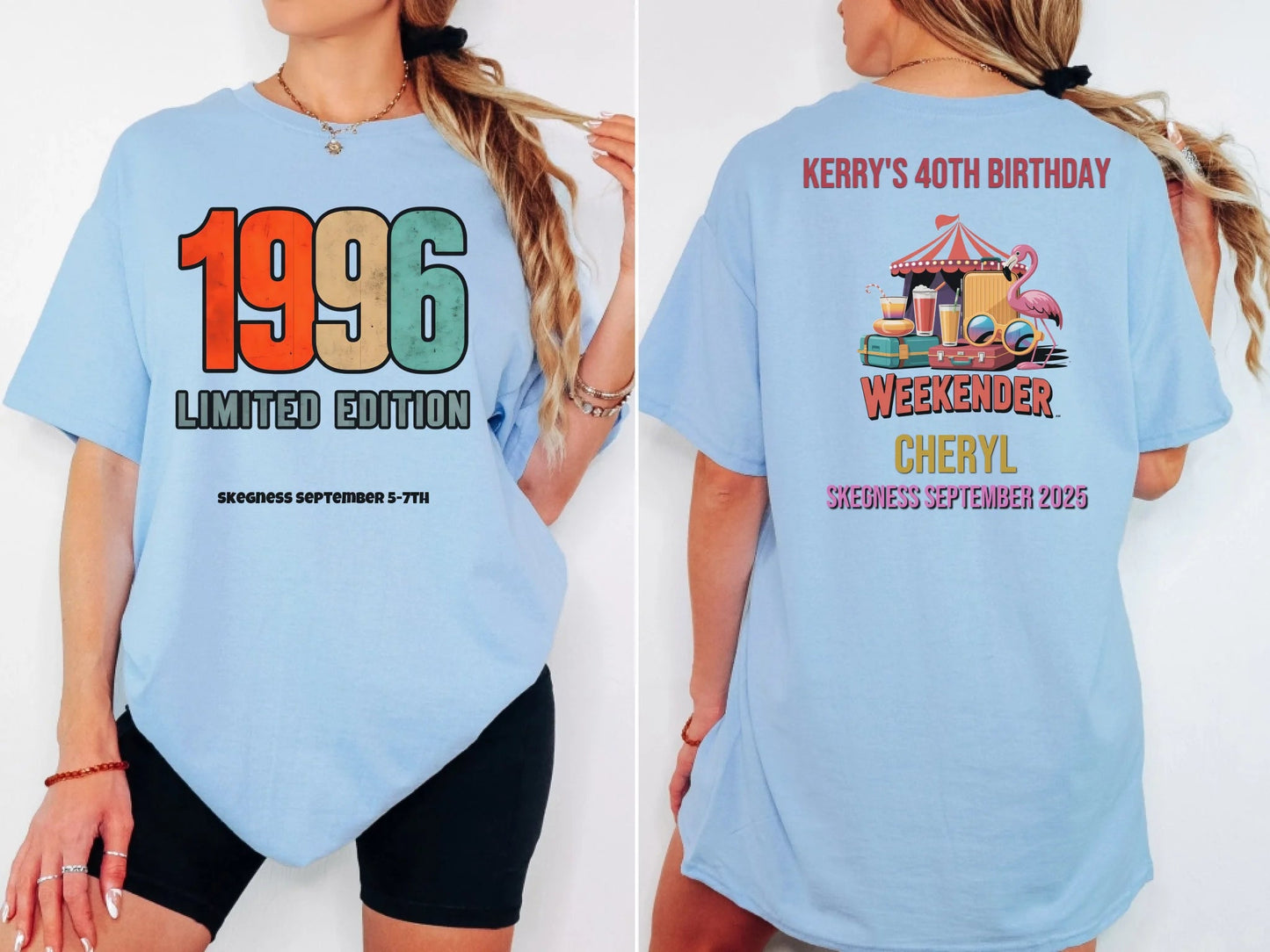 1996 Limited Edition - Adult Weekender Front and Back Personalised Unisex Heavy T-Shirt - 90s - Adult Weekender