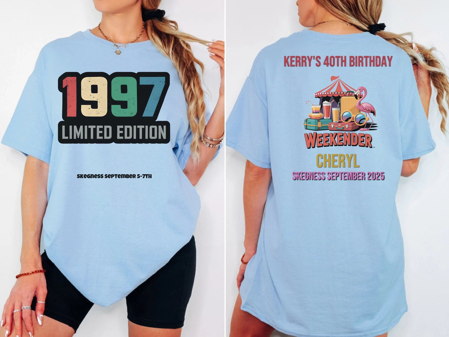 1997 Limited Edition - Adult Weekender Front and Back Personalised Unisex Heavy T-Shirt - 90s - Adult Weekender