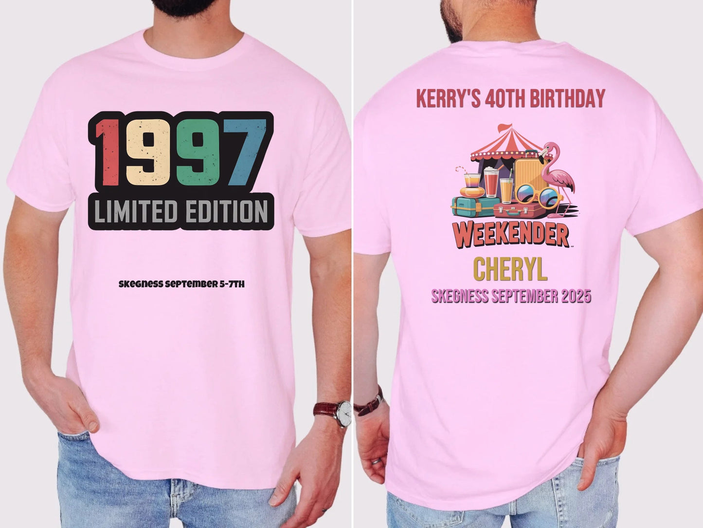 1997 Limited Edition - Adult Weekender Front and Back Personalised Unisex Heavy T-Shirt - 90s - Adult Weekender