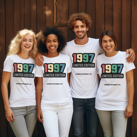 1997 Limited Edition - Adult Weekender Front and Back Personalised Unisex Heavy T-Shirt - 90s - Adult Weekender