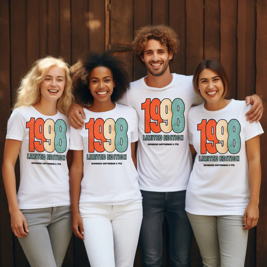 1998 Limited Edition - Adult Weekender Front and Back Personalised Unisex Heavy T-Shirt - 90s - Adult Weekender
