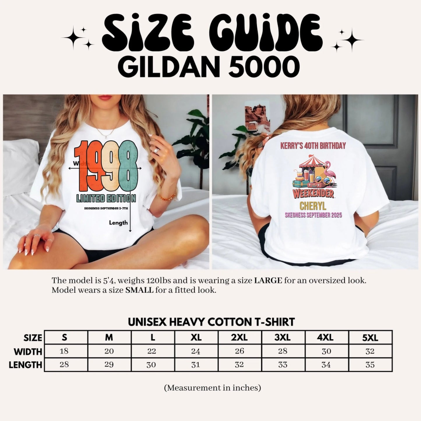 1998 Limited Edition - Adult Weekender Front and Back Personalised Unisex Heavy T-Shirt - 90s - Adult Weekender
