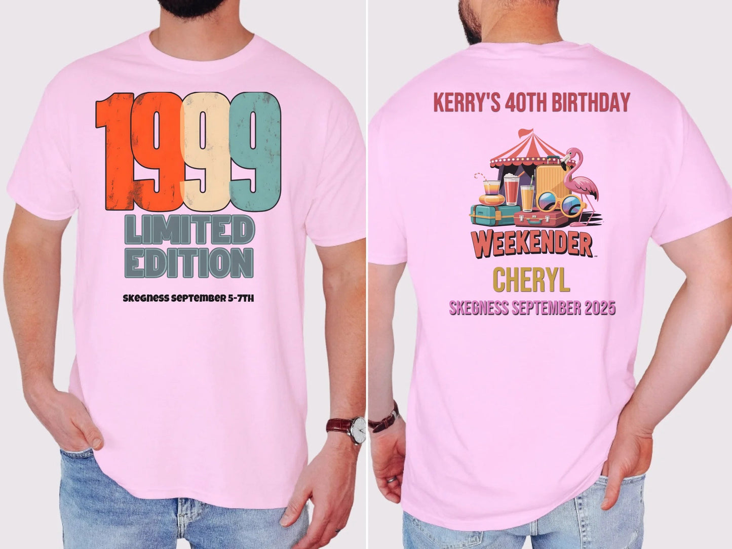 1999 Limited Edition - Adult Weekender Front and Back Personalised Unisex Heavy T-Shirt - 90s - Adult Weekender