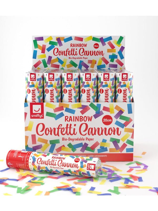 20cm Party Time Confetti Cannon, Rainbow, DB of 24 - Adult Weekender