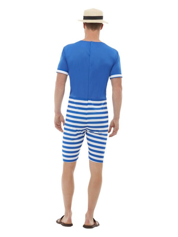 20s Bathing Suit Costume, Blue &amp; White - Adult Weekender