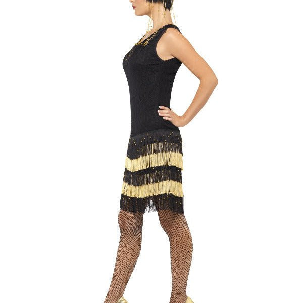 20s Fringed Flapper Costume, Black - Adult Weekender