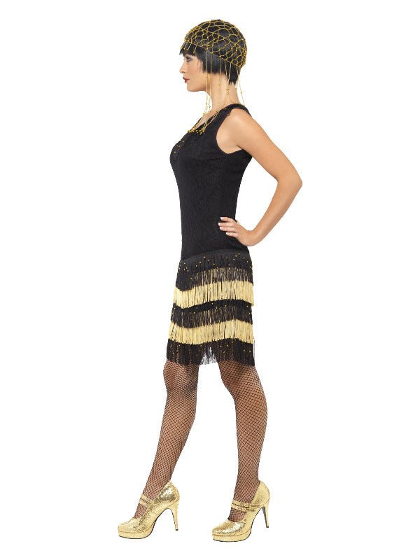 20s Fringed Flapper Costume, Black - Adult Weekender