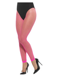 Footless Net Tights, Neon Pink – Front