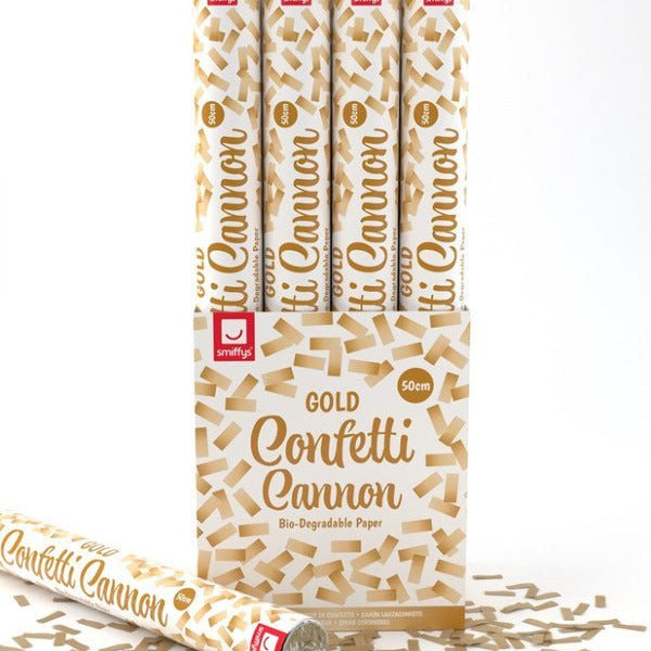 50cm Confetti Cannon, Gold, DB of 12 - Adult Weekender