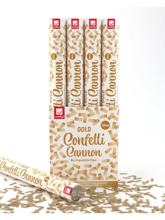50cm Confetti Cannon, Gold, DB of 12 - Adult Weekender