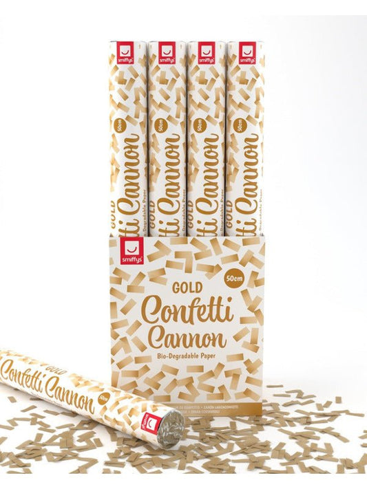 50cm Confetti Cannon, Gold, DB of 12 - Adult Weekender