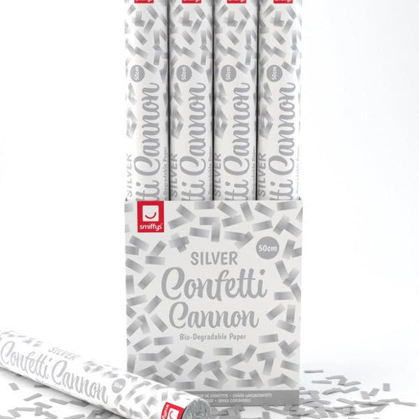 50cm Confetti Cannon, Silver, DB of 12 - Adult Weekender