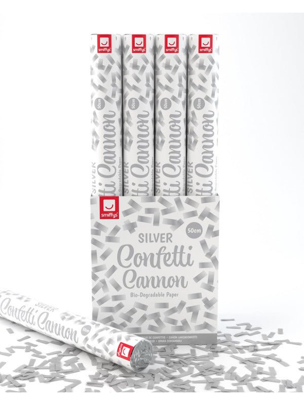 50cm Confetti Cannon, Silver, DB of 12 - Adult Weekender