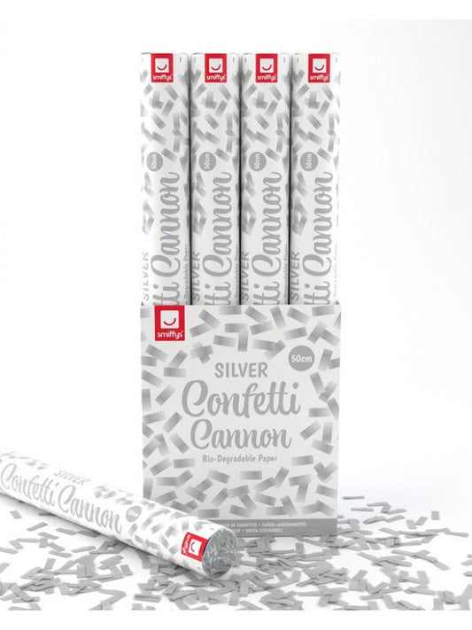 50cm Confetti Cannon, Silver, DB of 12 - Adult Weekender