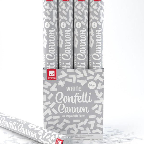 50cm Confetti Cannon, White, DB of 12 - Adult Weekender