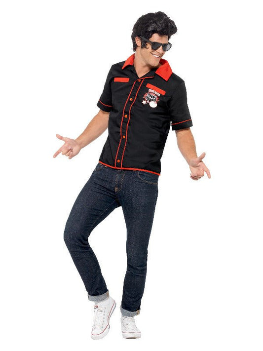 50s Bowling Shirt, Black - Adult Weekender