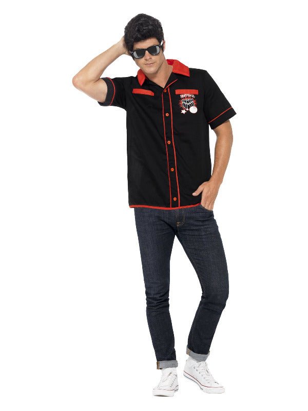 50s Bowling Shirt, Black - Adult Weekender