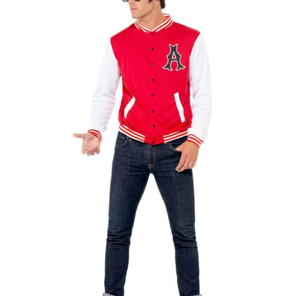 50s College Jock Letterman Jacket, Red - Adult Weekender