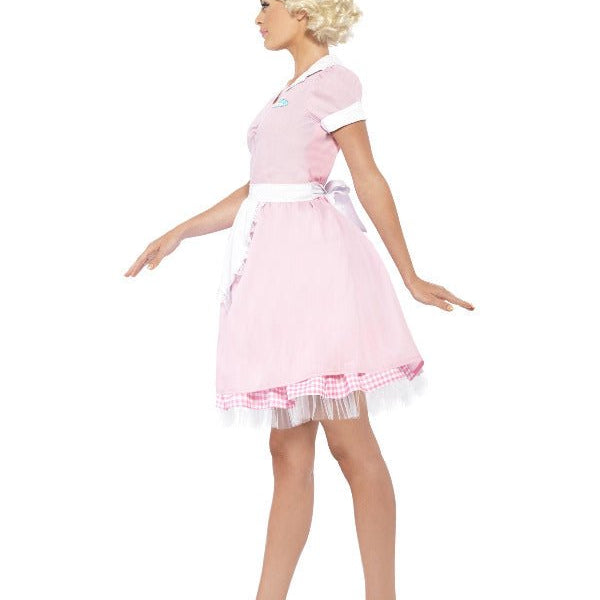 50s Diner Girl Costume, Pink - Adult Weekender