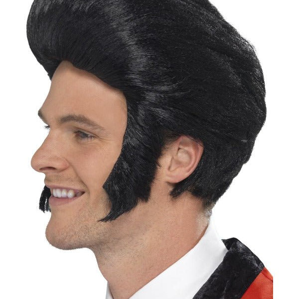 50s Quiff King Wig, Black - Adult Weekender