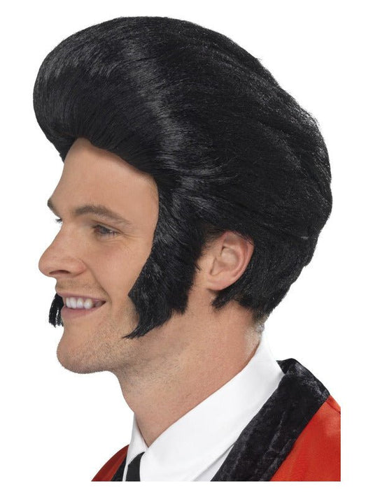 50s Quiff King Wig, Black - Adult Weekender